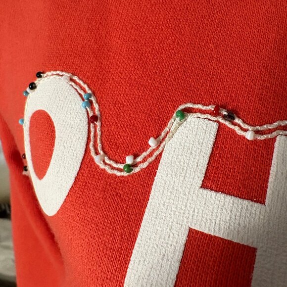 Kule The Raleigh O HO HO Lights sweatshirt fleece size XS Christmas orange poppy - Picture 9 of 14